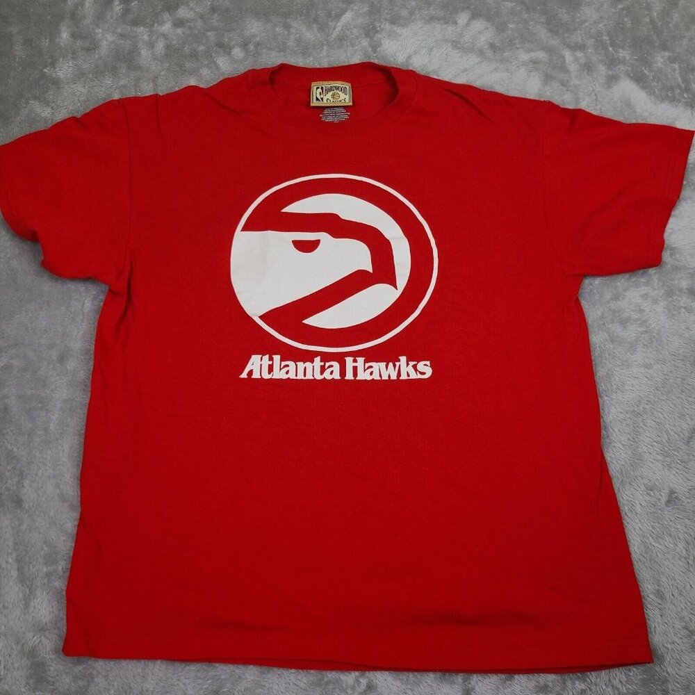 Men's Atlanta Hawks Mitchell & Ness Red Hardwood Classics Throwback Logo Size L